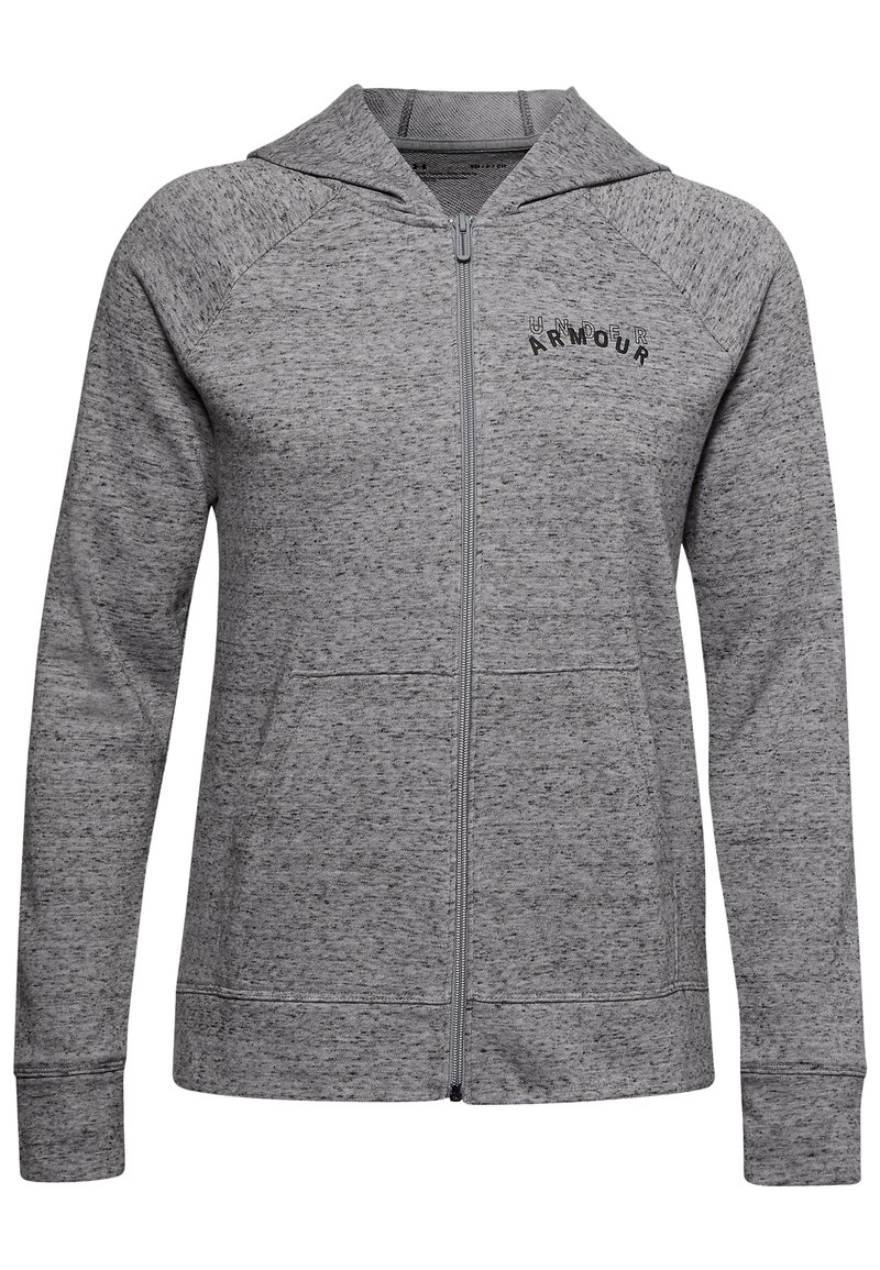 Felpa grigia con zip, dal design aderente, in tessuto leggero e testurizzato, con maniche raglan e dettagli del logo discreti sul petto.