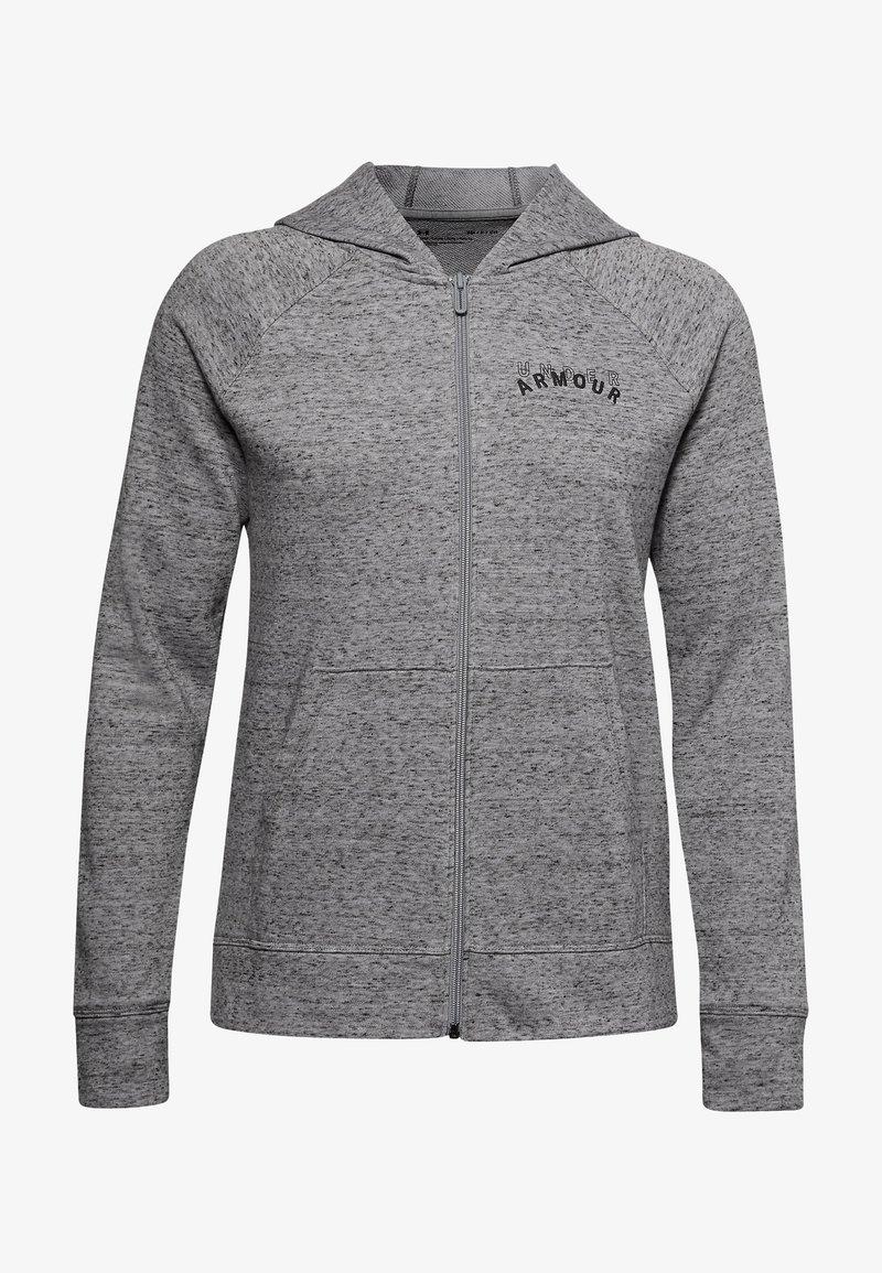 Felpa grigia con zip, dal design aderente, in tessuto leggero e testurizzato, con maniche raglan e dettagli del logo discreti sul petto.