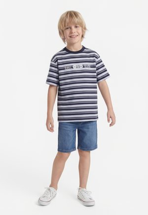 Karl Kani HERITAGE 89 STRIPE JUNIOR - Apdrukāts T-krekls - dark blue light blue off white