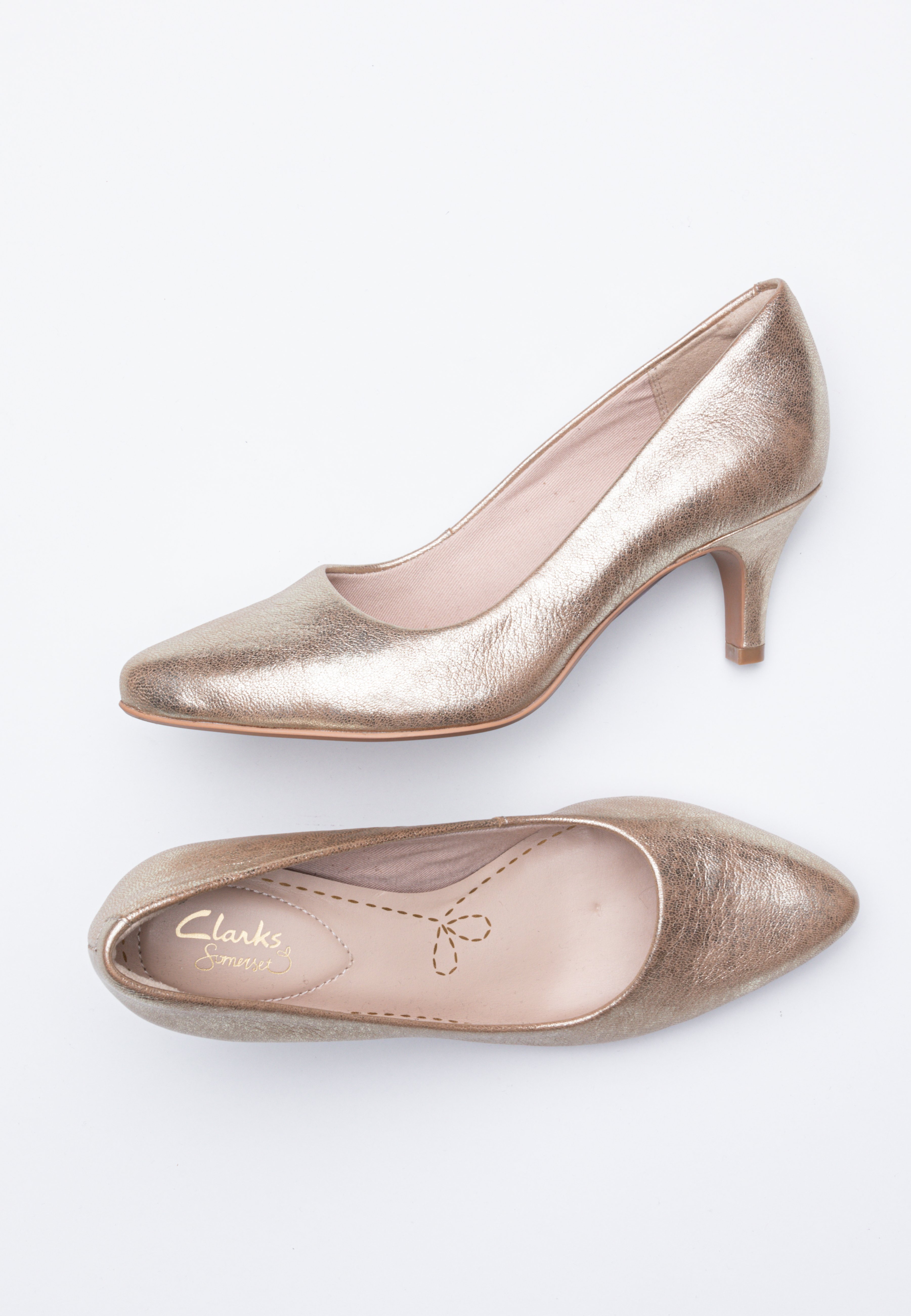 clarks gold heels
