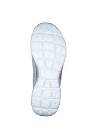 Vit sneakersula med ett texturerat greppmönster, som innehåller rektangulära och ovala former för bättre fäste. Släta kanter med rundad tå.