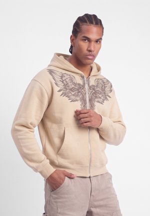 YOURTURN by Zalando, UNISEX WASHED ZIPTHROUGH - Суитшърт с качулка - beige