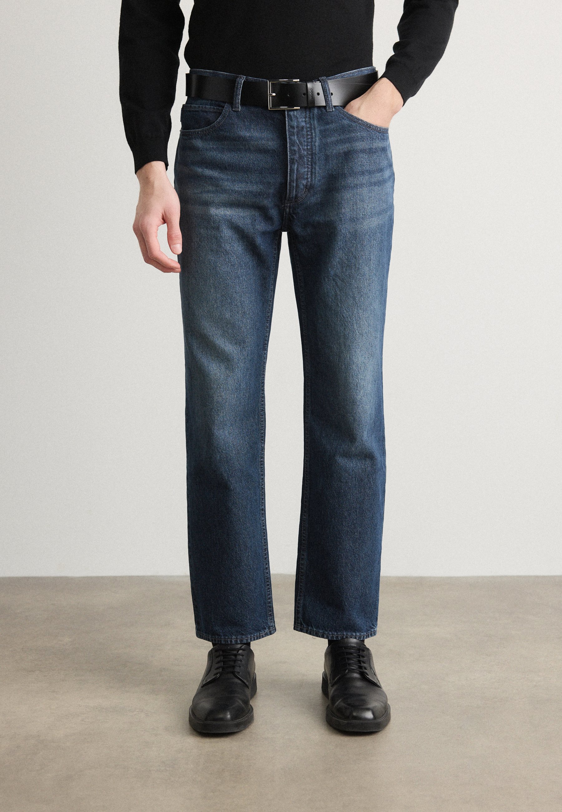 HUGO JONAH - Jean Droit - Dark Grey/gris Foncé