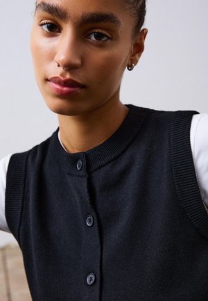 Bershka WITH BUTTONS  - Brezrokavnik - black
