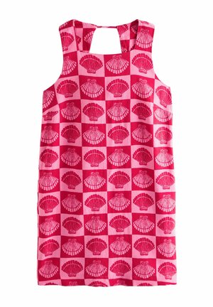 PETITE FIT - SQUARE NECK MINI - Jurk - bright pin/ red shell print