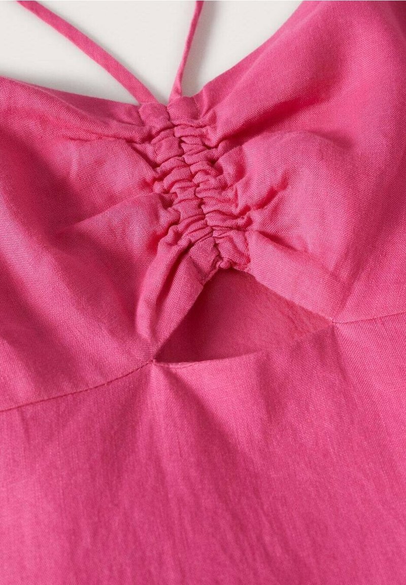 mango pink linen dress MANGO Margarit Linen Blend Floral Knitted Maxi Dress