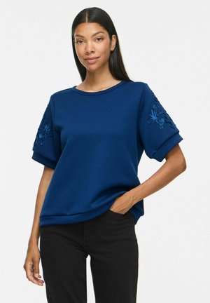 VILA SHORT SLEEVED SWEATSHIRT VISIFFI ROUND NECK - T-shirt imprimé - navy peony