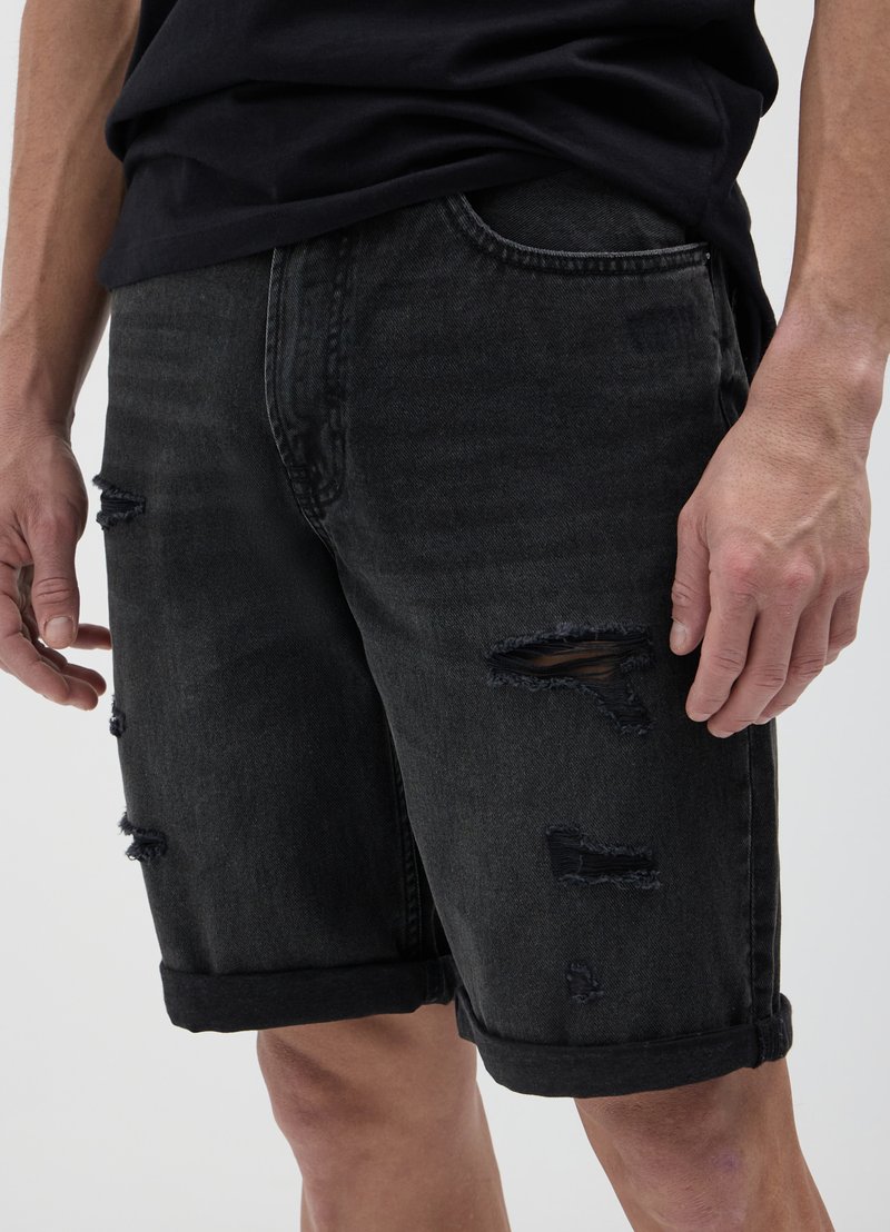 Calliope BERMUDA - Shorts di jeans - nero