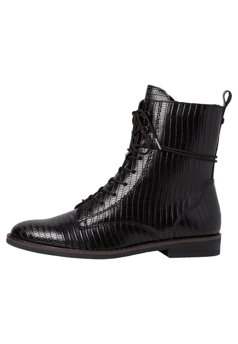 Damen Sneaker | Tamaris Schnürstiefelette black struct/schwarz-metallic - ZU31033 Damen Sneaker | Tamaris Schnürstiefelette black struct/schwarz-metallic - ZU31033