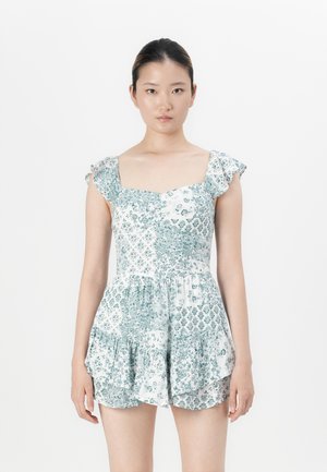 FLUTTER SLEEVE PINCH BUST MINI SKORT DRESS  - Day dress - white