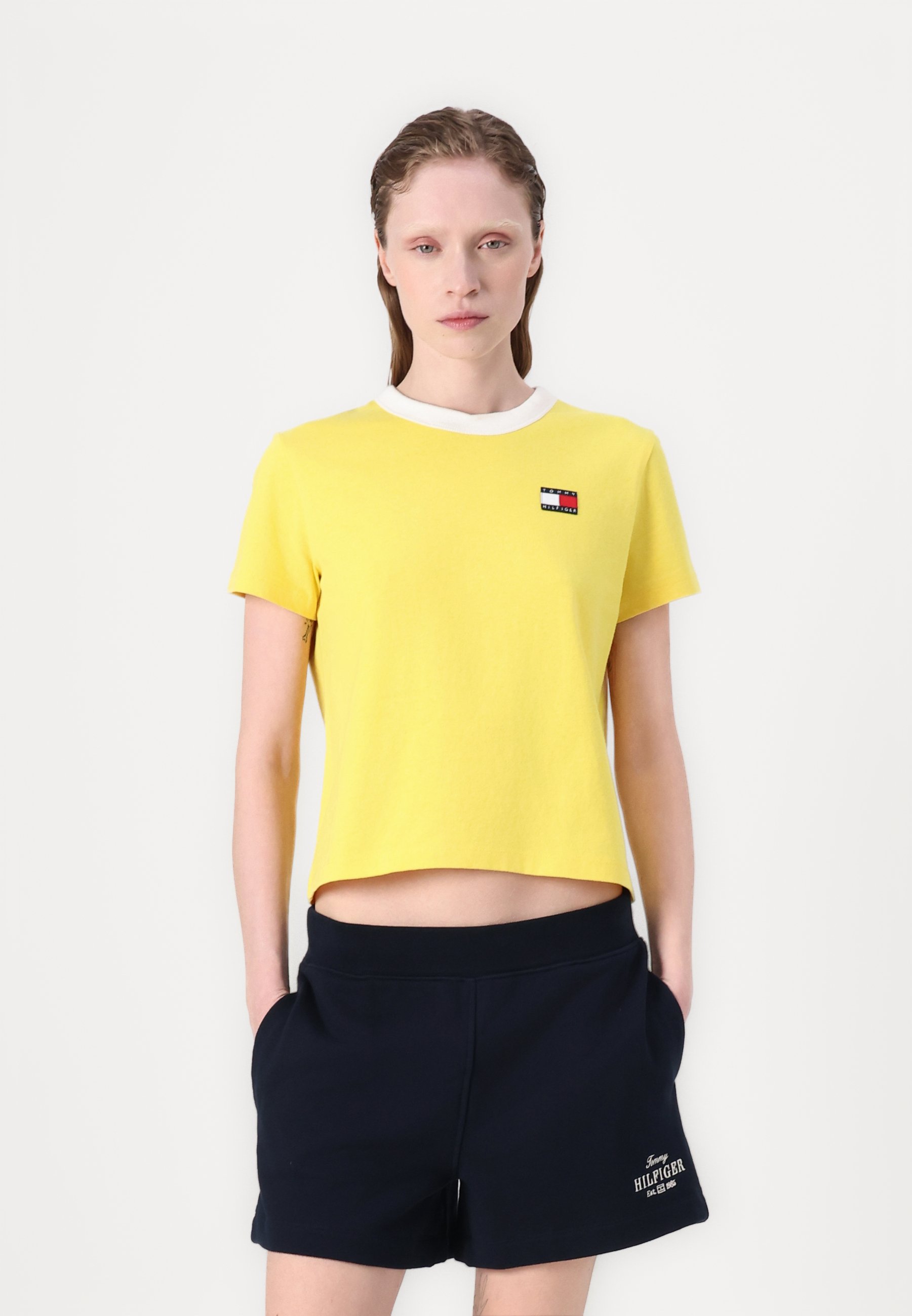 売れ筋商品|||トミー ヒルフィガー Tシャツ レディース トップス SAILING TEE - Print T-shirt - soft sunflower Tommy Hilfiger SAILING TEE - T-Shirt print - soft sunflower