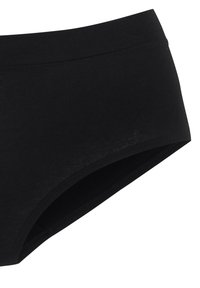 Black cotton briefs with a smooth texture, featuring a wide waistband and a classic cut, providing full coverage and comfort.
