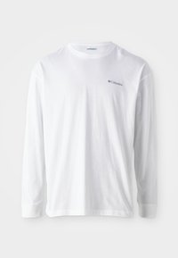 Witte longsleeve t-shirt van katoen, met een grijze "Columbia" logo op de borst, een ronde hals en een normale pasvorm.