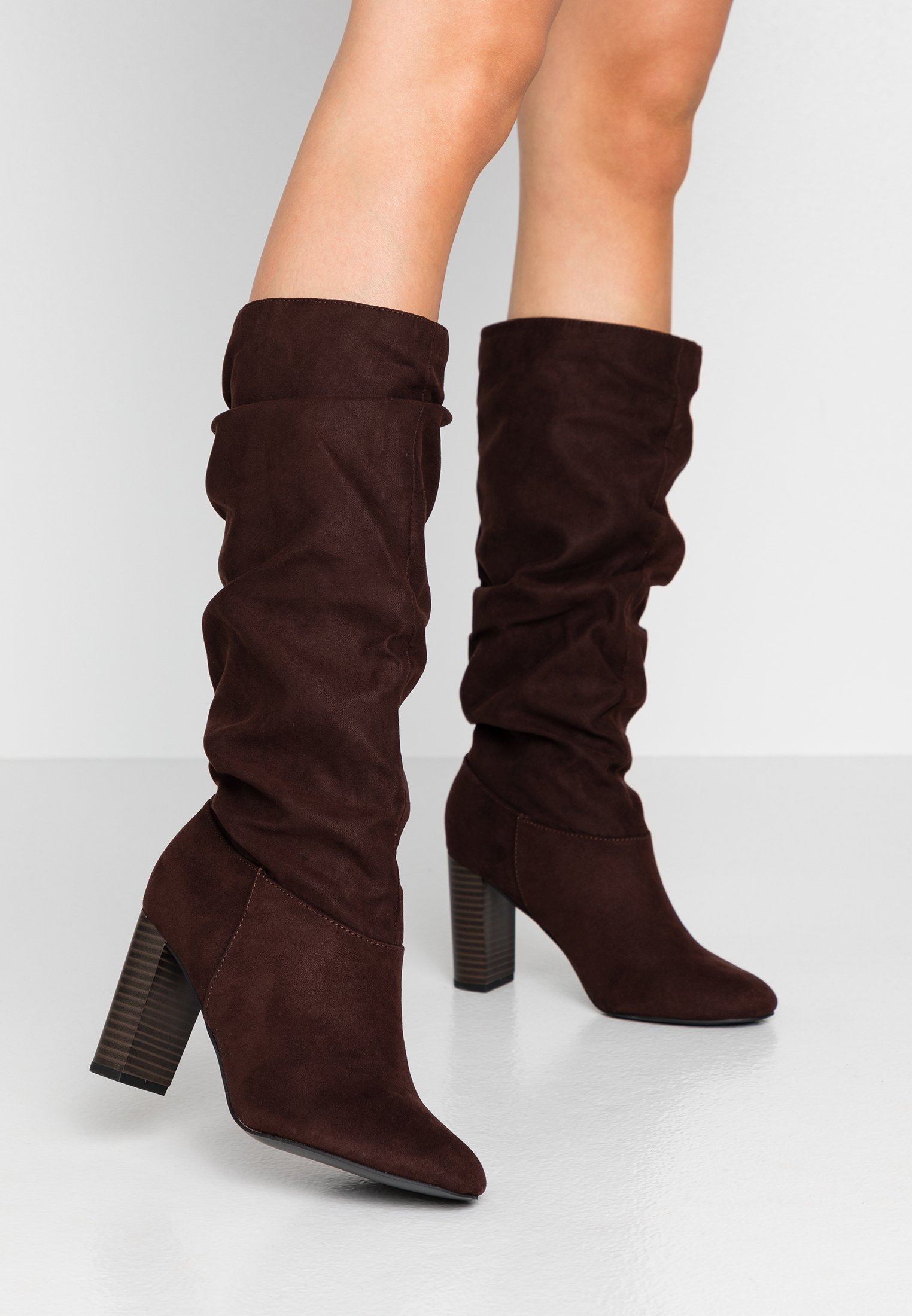 WIDE FIT KISS 70S LONG BOOT Laarzen met hoge hak choc WIDE FIT KISS 70S LONG BOOT Laarzen met hoge hak choc