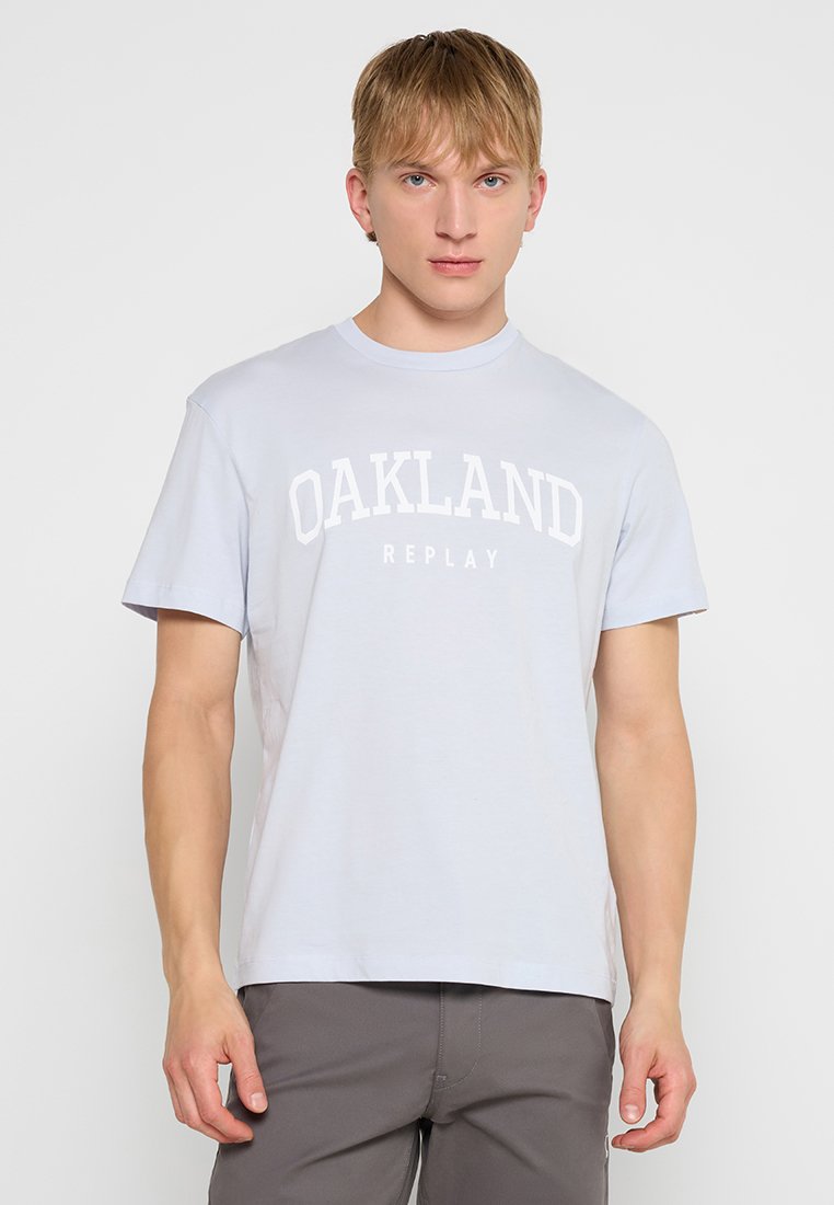 Replay T-shirt print blauwgrijs