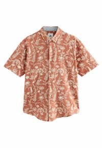 REGULAR FIT - TEXTURED FLORAL PRINT SHORT SLEEVE - Hemd - rust red