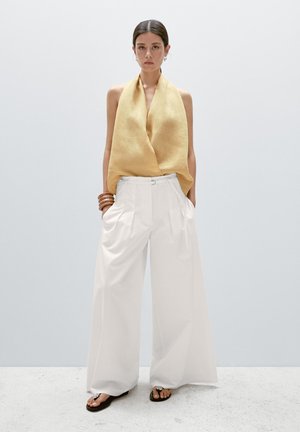 Massimo Dutti CROSSOVER HALTER NECK - Bluse - mustard yellow