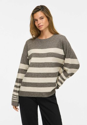 VILA, KNITTED PULLOVER VILIGA ROUND NECK - Pullover - grey