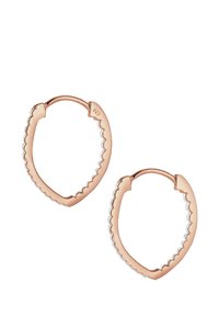 Örhängen i roséguld i form av hoops med en scallop-edged design, prydda med klara stenar längs ena sidan, tillverkade av 925 sterling silver.