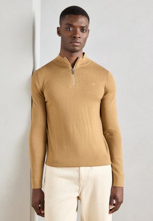 HALF ZIP MOCK NECK - Svetrík - camel