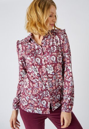 Damart À VOLANTS - Camicia - bordeaux fleuri