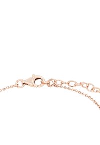 Bracciale a catena in oro rosa con chiusura a moschettone, link sottili e texture liscia, disponibile con opzioni di regolazione della misura.