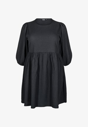 FLASH - AUS STRUKTURIERTEM STOFF MIT 3/4-ÄRMELN - Day dress - black