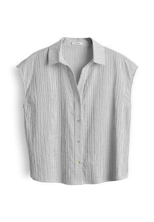 OPUS, LOOSE SEERSUCKER STRIPES - Hemdbluse - milk