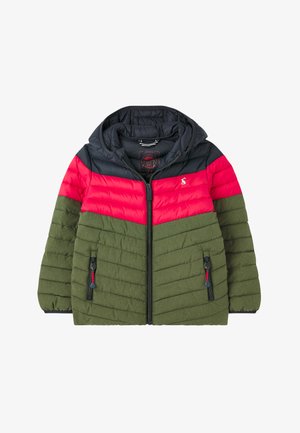 Winter jacket - colour block red khaki
