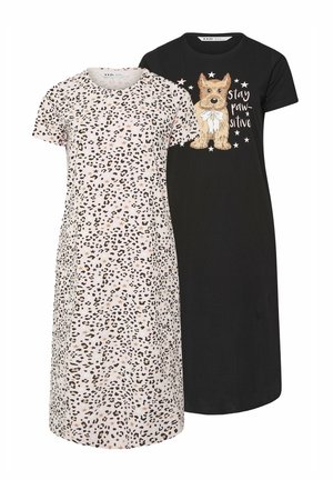 2 PACK LEOPARD PRINT MIDAXI - Yöpaita - black