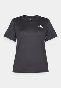 Czarny sportowy t-shirt z krótkim rękawem wykonany z gładkiego, rozciągliwego materiału. Posiada białe logo na lewej piersi oraz okrągły dekolt.