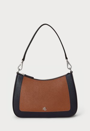 Lauren Ralph Lauren STRIPED LEATHER MEDIUM DANNI BAG - Käsilaukku - brown/navy