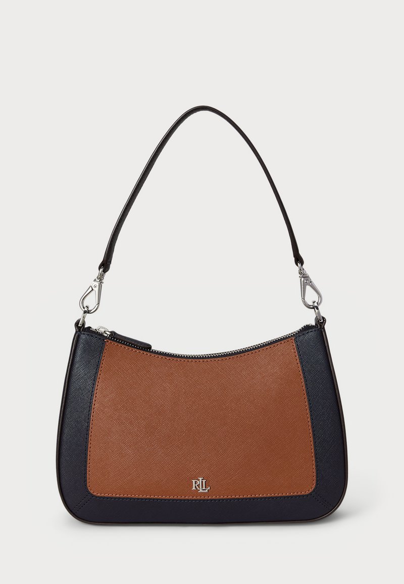 Lauren Ralph Lauren STRIPED LEATHER MEDIUM DANNI BAG - Mala de mão - brown/navy