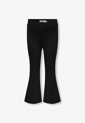 Leggings évasés noirs en matière douce et extensible. Dotés d'une taille haute et de détails de couture subtils le long des bords.
