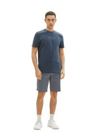 TOM TAILOR Shorts - blueish grey diamond structure
