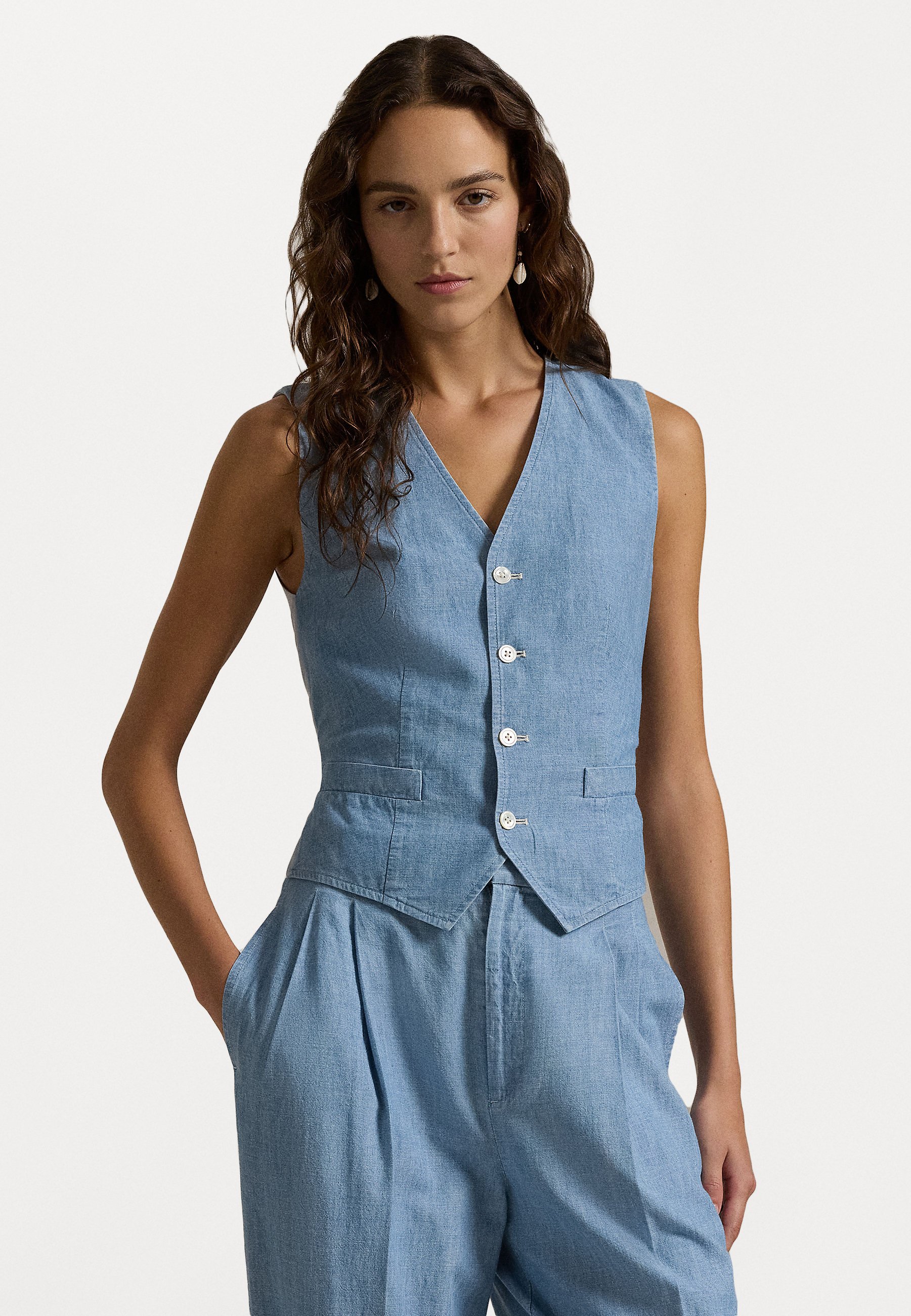 Polo Ralph Lauren COTTON CHAMBRAY VEST - Waistcoat - chambray