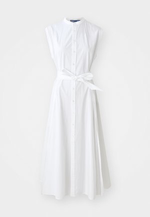Polo Ralph Lauren BELTED COTTON SLEEVELESS A-LINE DRESS - Srajčna obleka - white