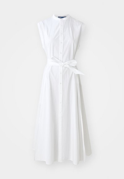 Polo Ralph Lauren BELTED COTTON SLEEVELESS A-LINE DRESS - Vestido camisero - white
