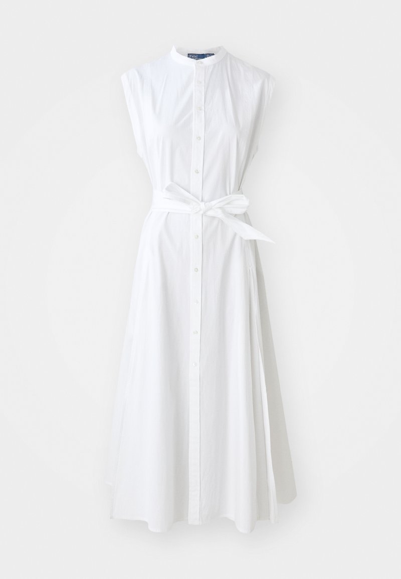 Polo Ralph Lauren BELTED COTTON SLEEVELESS A-LINE DRESS - Rochie tip cămașă - white