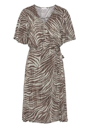 WICKEL - Freizeitkleid - braun lindgrün bedruckt