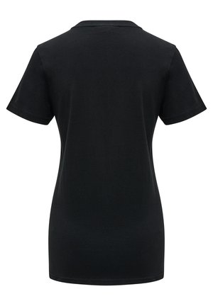 Sort bomulds polo shirt, korte ærmer, klassisk krave, glat tekstur, tætsiddende form, ensfarvet design uden mønstre eller accenter.