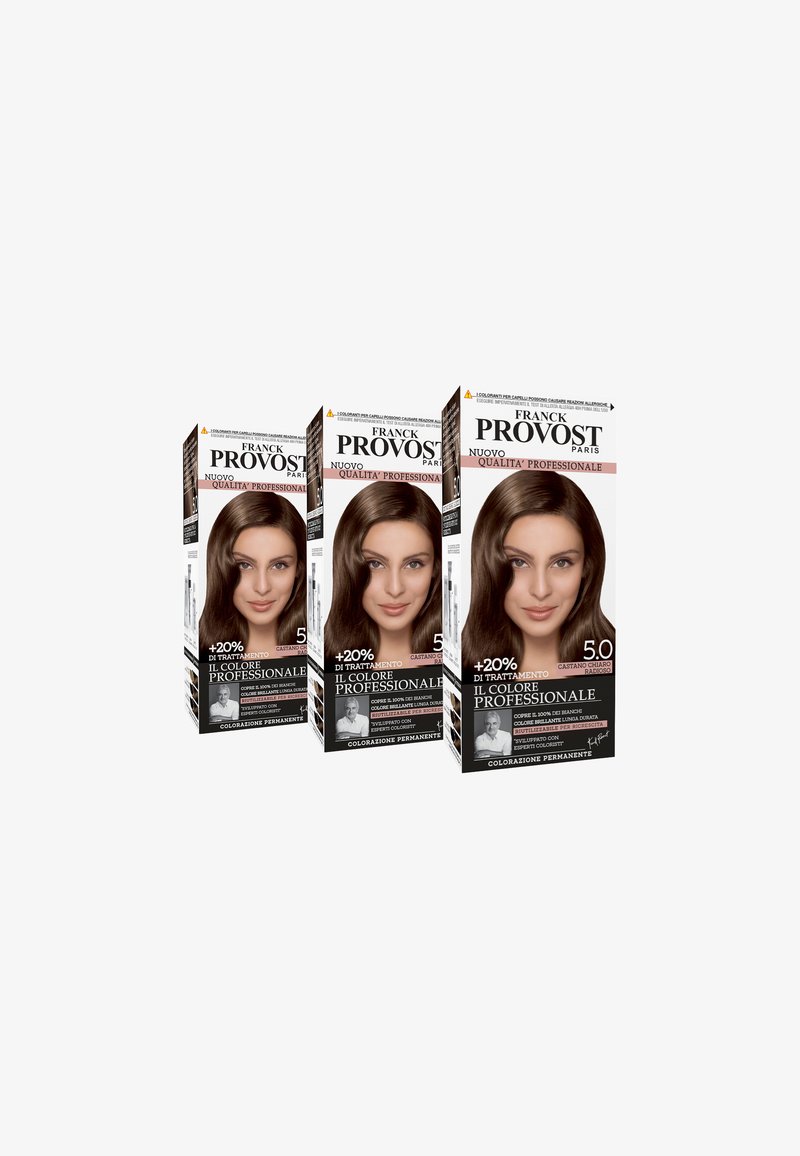Franck Provost - FRANCK PROVOST TINTA CAPELLI COLORE PROFESSIONALE A DOMICILIO VALORIZZA RIFLESSI E BRILLANTEZZA PENNELLO DI PRECISIONE INCLUSO - 3 PACK - Tinte capelli - castano chiaro radioso, Ingrandire