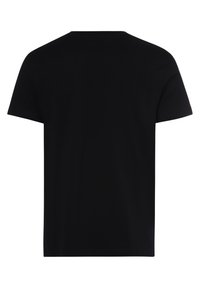 Black cotton t-shirt, short sleeves, crew neck, regular fit. Smooth texture, no patterns or graphics, with a simple, classic design.