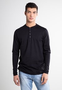 Urban Classics - HENLEY  - Long sleeved top - black Thumbnail Image 1