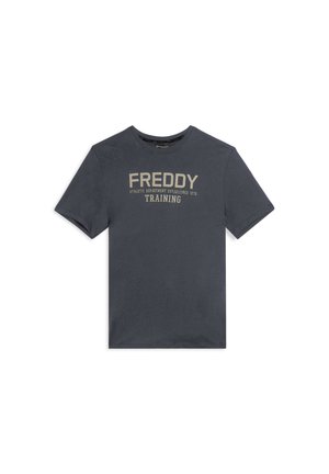 CENTRAL LOGO AND CAMOUFLAGE DETAIL - T-shirt con stampa - blue