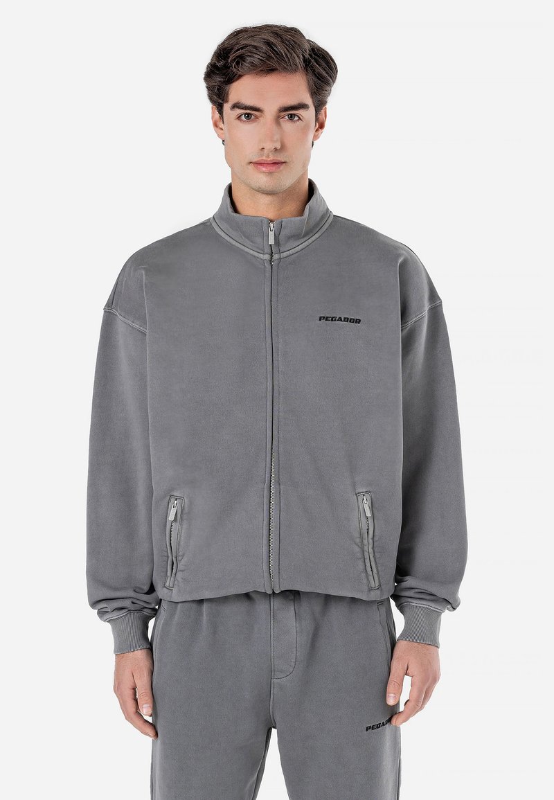 Pegador - LOGO TRACK - Zip-up sweatshirt - vintage grey, Enlarge