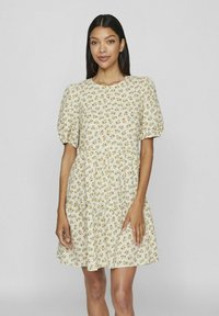 VILA MIDI KURZÄRMELIGES - Freizeitkleid - egret
