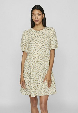 VILA MIDI KURZÄRMELIGES - Freizeitkleid - egret
