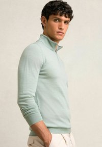 Reiss REGULAR FIT - BLACKHALL HALF-ZIP - Neule - sage green melange