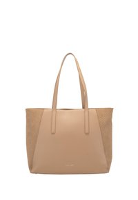 Bežna usnjena torba s pletenimi stranskimi paneli, z dvema naramnicama in majhnim zlatim logotipom "Gerry Weber" na sprednji sredini.